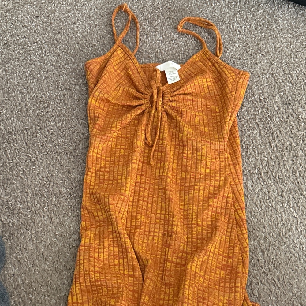 Vibrant Orange Textured Dress